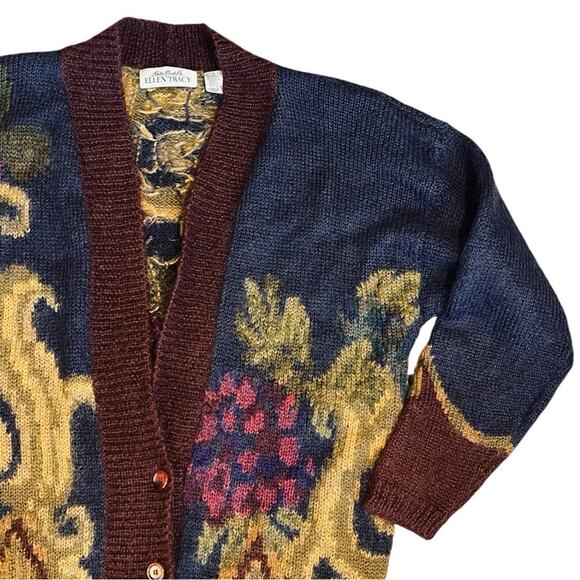Ellen Tracy Women’s Sz S VTG Navy Mohair Cardigan Sweater 90s Oversized Knit - Picture 3 of 10